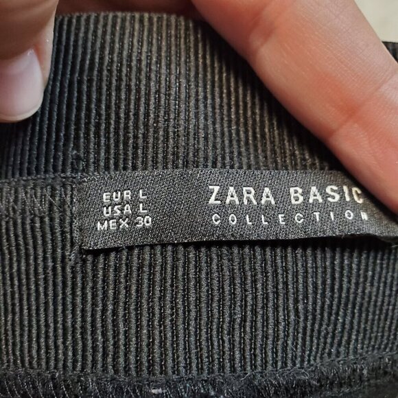 Zara Basic Black‎ Elastic Moto Straight Leg Knee Patches Leggings Pants Women L - Picture 7 of 8